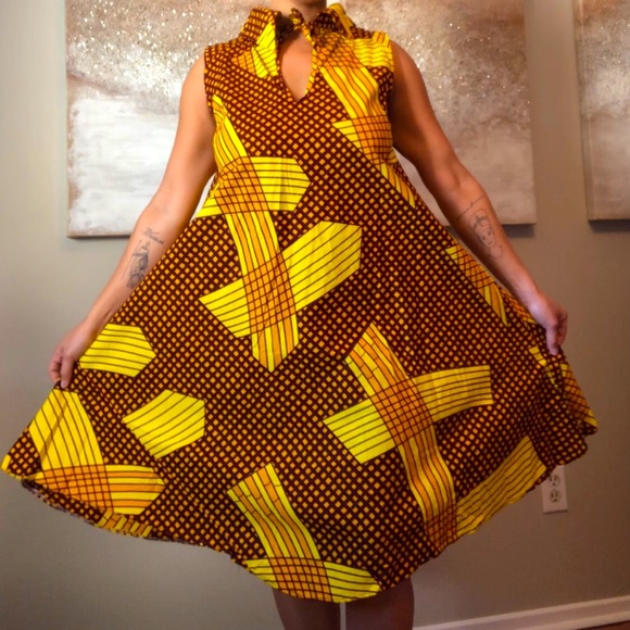 One Size Handmade African Print Dress - Picture 1 of 7